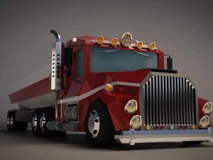 camion cisterna dei cartoni animati a basso numero di poligoni Modello 3D