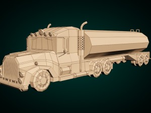 low-poly cartoon tank truck Model 3D
