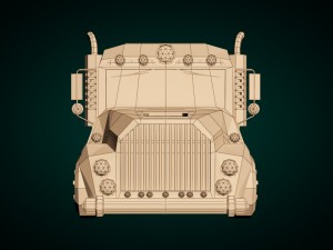 low-poly cartoon tank truck Model 3D