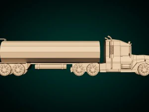 camion cisterna dei cartoni animati a basso numero di poligoni Modello 3D