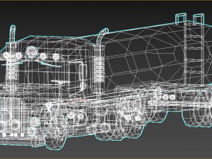low-poly cartoon tank truck Model 3D