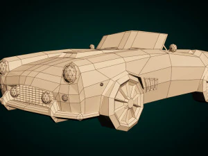 low-poly cartoon roadster 3D Model