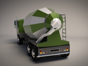 low-poly cartoon concrete mixer truck Model 3D