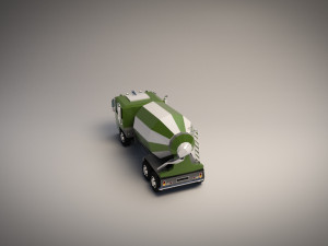 low-poly cartoon concrete mixer truck Model 3D