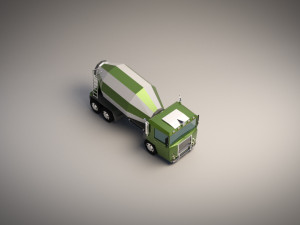 low-poly cartoon concrete mixer truck Model 3D
