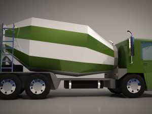 low-poly cartoon concrete mixer truck Model 3D