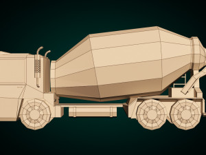 low-poly cartoon concrete mixer truck Model 3D