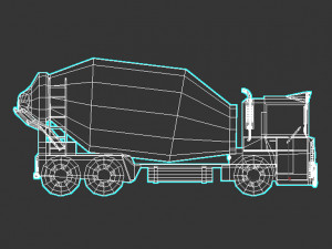 low-poly cartoon concrete mixer truck Model 3D