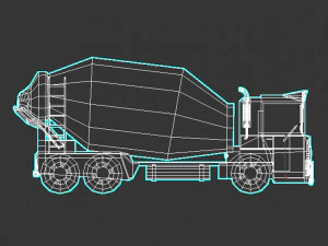 low-poly cartoon concrete mixer truck 3D Model