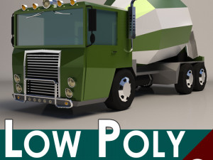 low-poly cartoon concrete mixer truck 3Dモデル