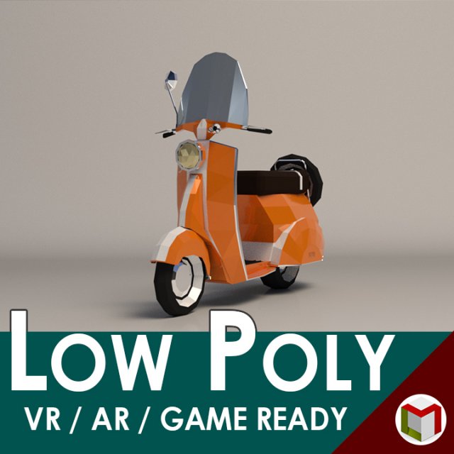 low-poly cartoon vespa scooter Modelo 3D .c4d .max .obj .3ds .fbx .stl .blend 