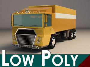 low-poly cartoon cargo truck 3D Model
