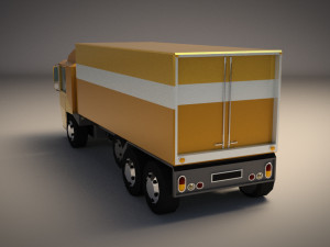 low-poly cartoon cargo truck Model 3D