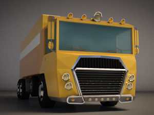 low-poly cartoon cargo truck Model 3D