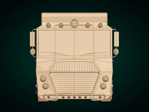 низкополигональный мультяшный грузовой автомобиль 3D Модель