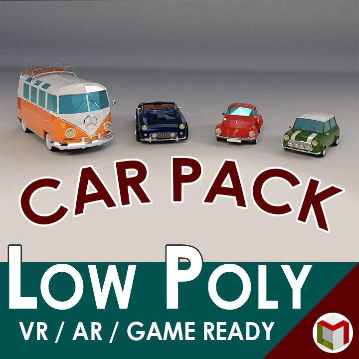 pacchetto auto d'epoca a cartoni animati low poly 01 Modello 3D .c4d .max .obj .3ds .fbx .stl .blend