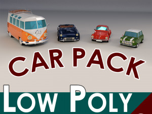 low poly cartoon classic car pack 01 3D Model