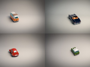 low poly cartoon classic car pack 01 3D Model