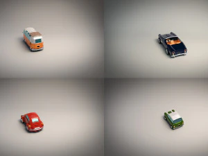 pacchetto auto d'epoca a cartoni animati low poly 01 Modello 3D