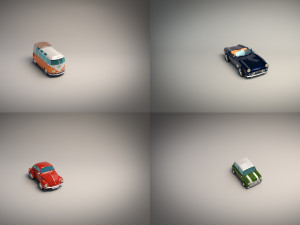 low poly cartoon classic car pack 01 3D Model