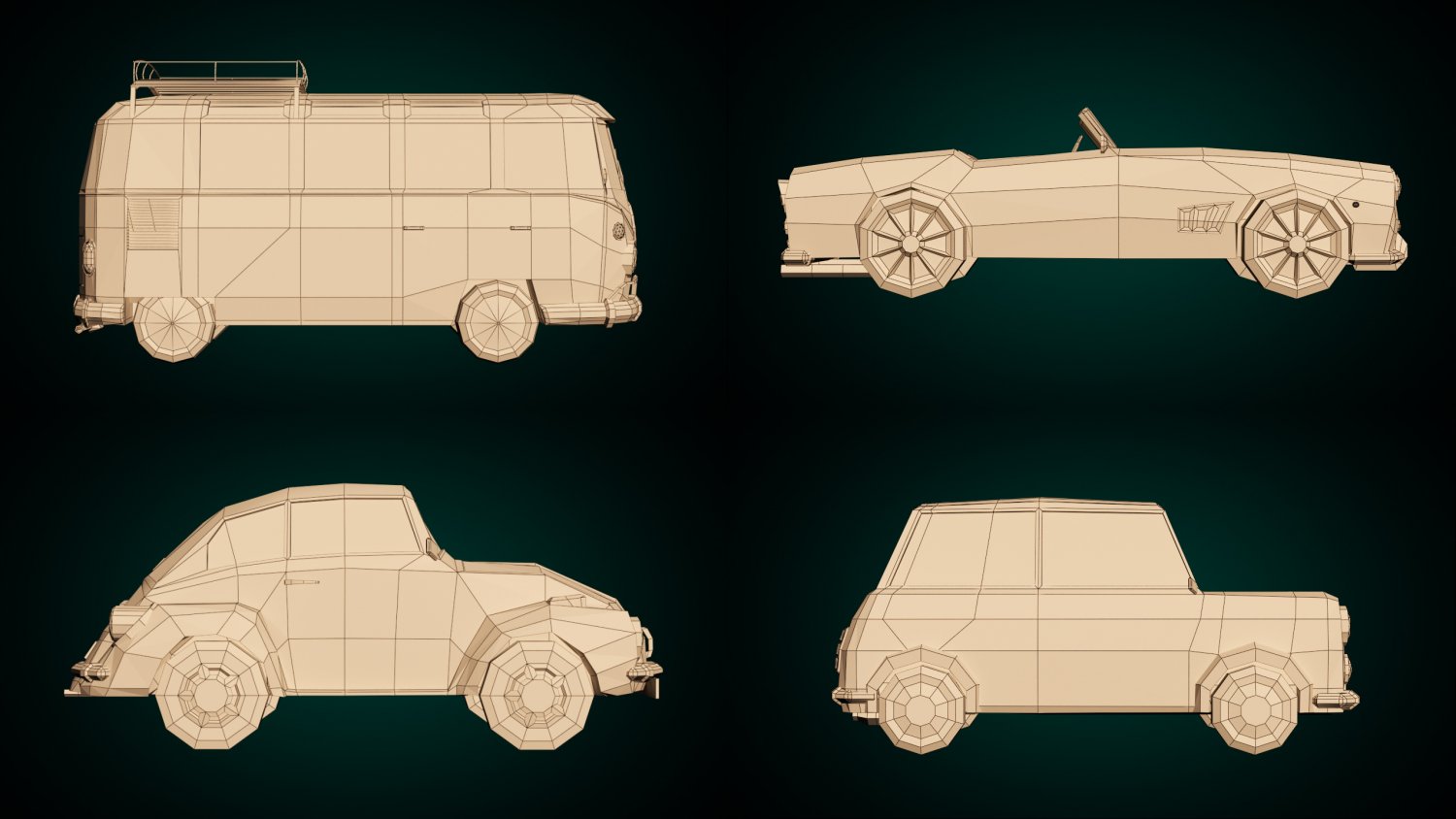 Чертеж low poly машины