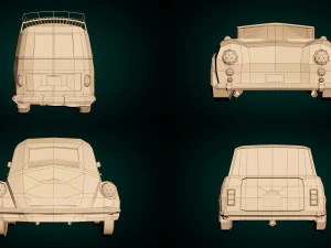pacchetto auto d'epoca a cartoni animati low poly 01 Modello 3D