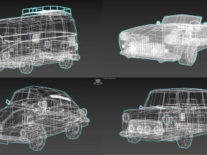 low poly cartoon classic car pack 01 3D Model