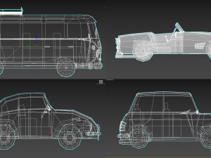 low poly cartoon classic car pack 01 3D Model