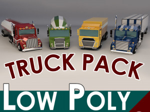 low poly cartoon truck pack 01 3D Model