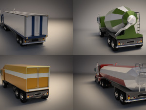 low poly cartoon truck pack 01 3D 모델