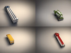 low poly cartoon truck pack 01 3D Model