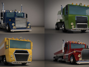 low poly cartoon truck pack 01 3D 모델