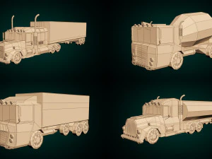 low poly cartoon truck pack 01 3D Model