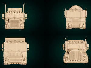 low poly cartoon truck pack 01 3D Model