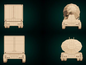 low poly cartoon truck pack 01 3D Model