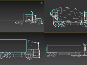 low poly cartoon truck pack 01 3D 모델