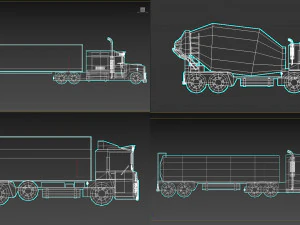 low poly cartoon truck pack 01 3D Model