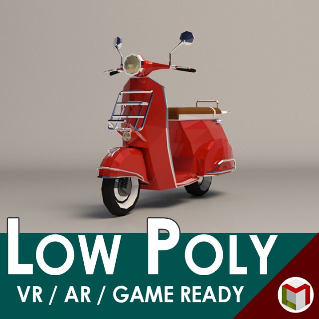 low-poly cartoon vespa scooter 3D Модель .c4d .max .obj .3ds .fbx .stl .blend 