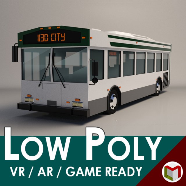 low-poly cartoon city bus 3D Model .c4d .max .obj .3ds .fbx .stl .blend 