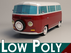 low-poly cartoon vw transporter bus 3D 模型