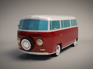 low-poly cartoon vw transporter bus 3Dモデル