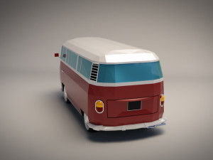 low-poly cartoon vw transporter bus 3Dモデル