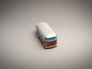 low-poly cartoon vw transporter bus 3Dモデル