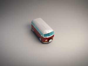 low-poly cartoon vw transporter bus 3Dモデル