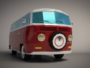 low-poly cartoon vw transporter bus 3Dモデル