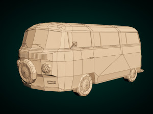 low-poly cartoon vw transporter bus 3Dモデル