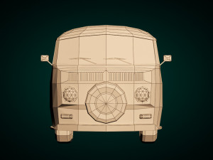 low-poly cartoon vw transporter bus 3Dモデル