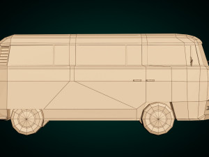 low-poly cartoon vw transporter bus 3Dモデル