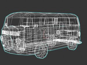 low-poly cartoon vw transporter bus 3Dモデル