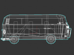 low-poly cartoon vw transporter bus 3Dモデル